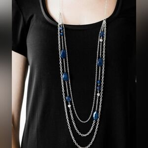 Paparazzi Silver and Blue Layered Necklace (1841)